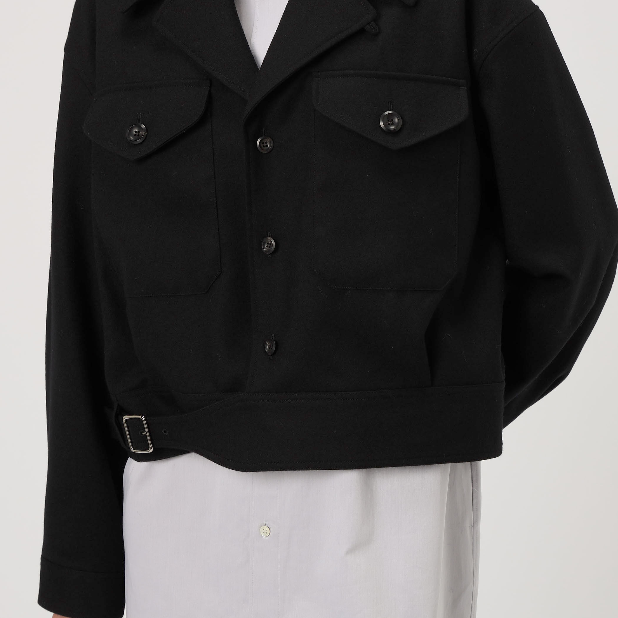 極美品✨　THE RERACS ザリラクス　ノーカラージャケット　ブラック　46 SALE】THE RERACS(ザリラクス) RERACS COLLARLESS ZIPUP BLOUSON