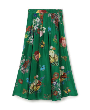 シルク BOUQUETプリント フレアスカート