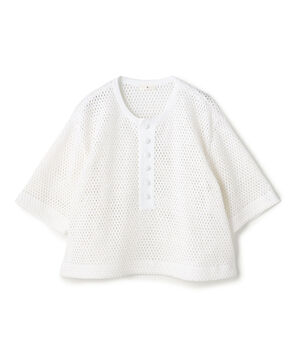 コットンクロシェツイード ハーフスリーブプルオーバー