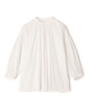 ストレッチブロード ピンタックスリーブブラウス