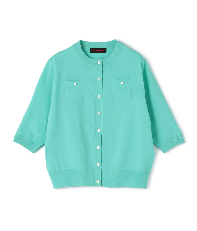 ファインポリエステル ハーフスリーブポケットカーディガン