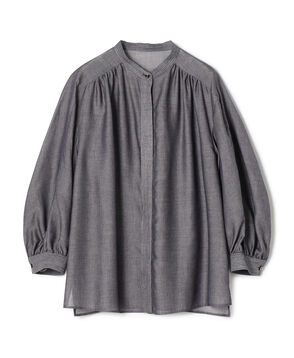 【WEB先行予約】レーヨンキュプラシャンブレー ギャザーブラウス