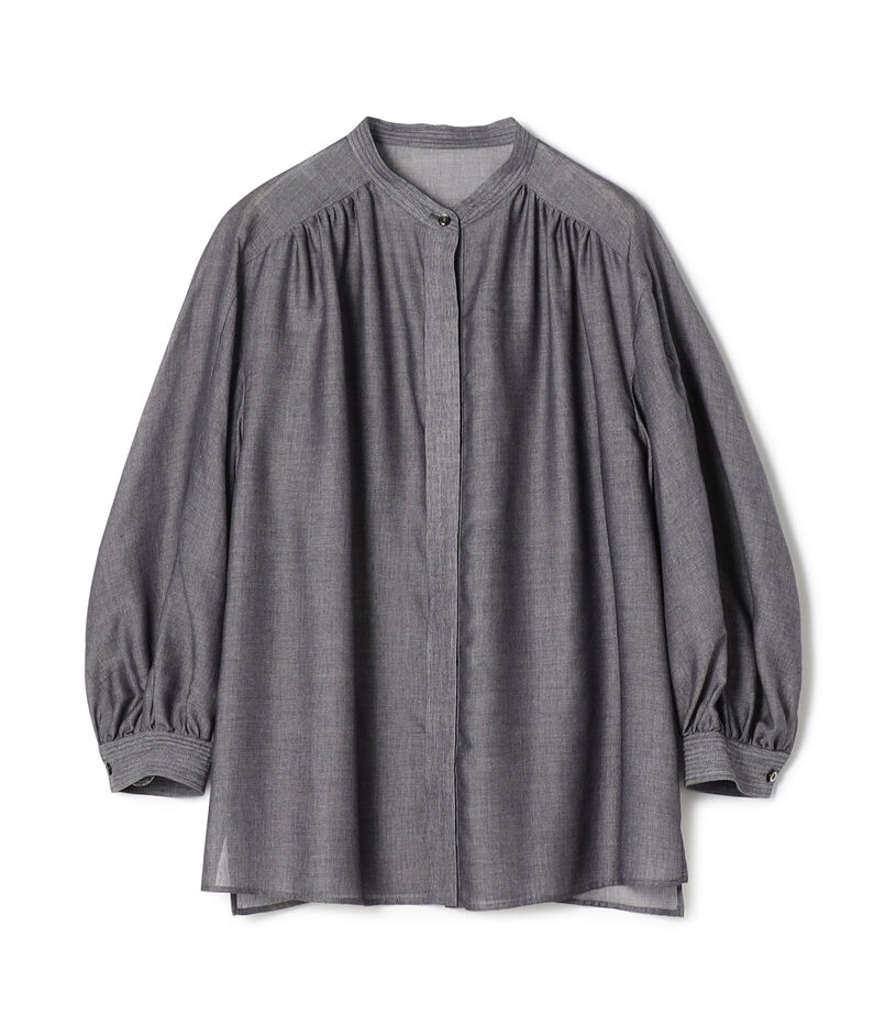 【WEB先行予約】レーヨンキュプラシャンブレー ギャザーブラウス