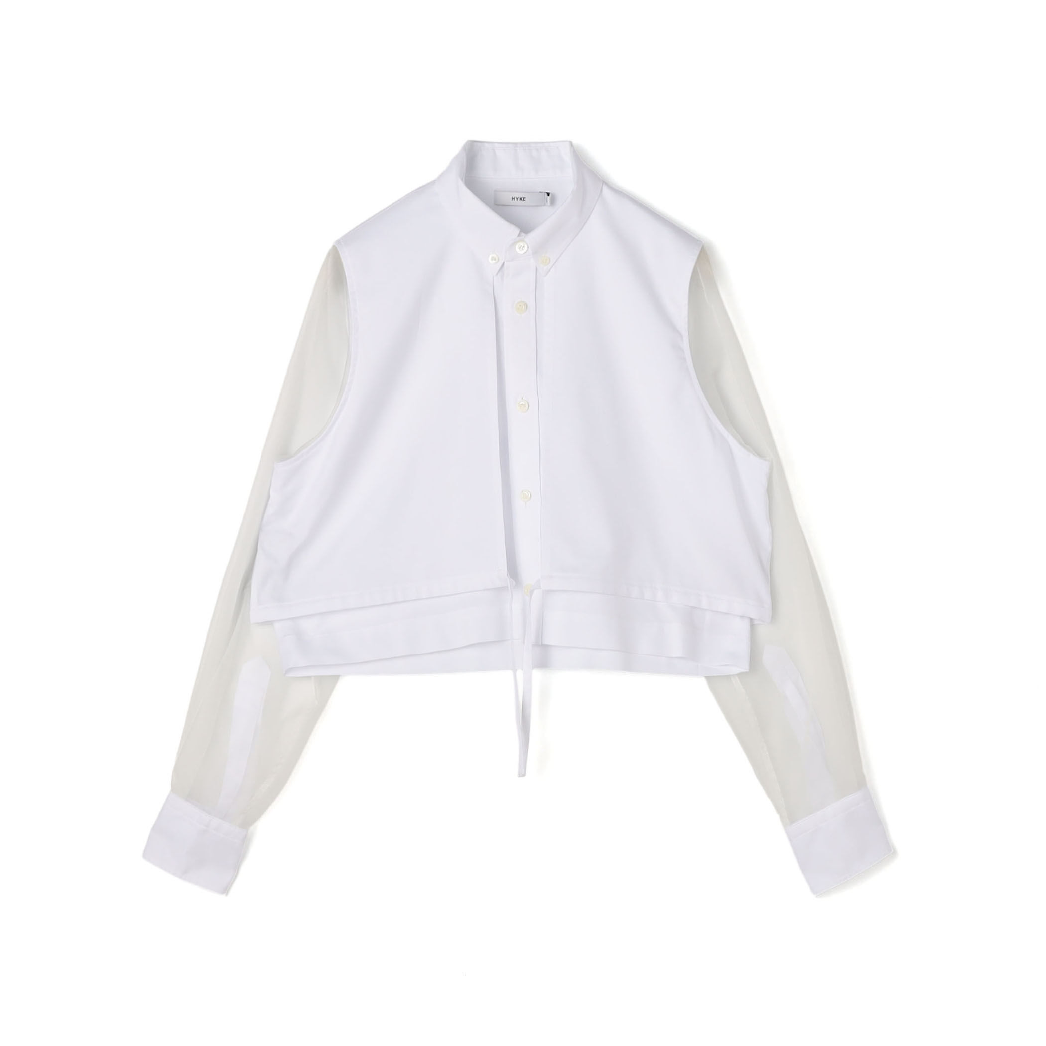 HYKE OXFORD SHEER SLEEVE SHIRT オックスフォード シアースリーブ  222-15178 長袖シャツ ホワイト レディース ハイク【中古】5-0203M∞ HYKE - HYKE OXFORD SHEER SLEEVE SHIRT オックスフォード シアー