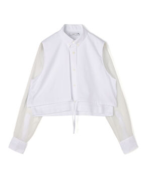 HYKE OXFORD SHEER SLEEVE SHIRT シアースリーブシャツ
