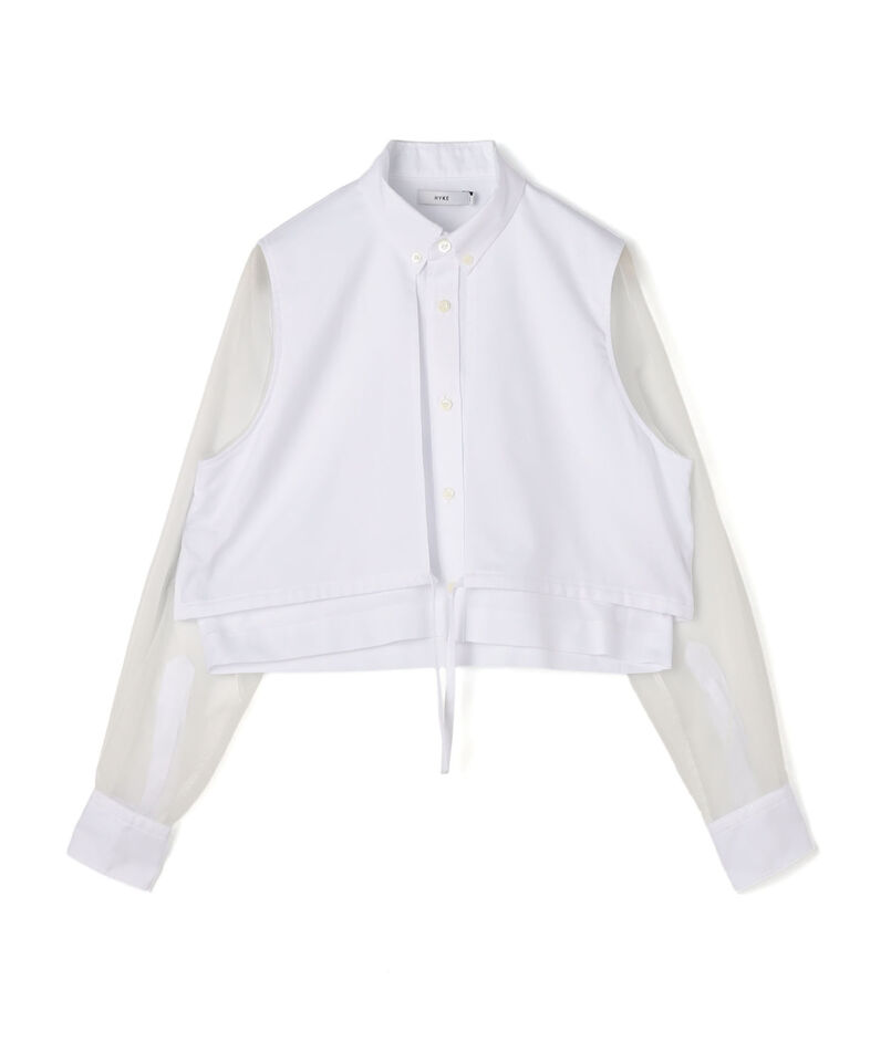 HYKE OXFORD SHEER SLEEVE SHIRT シアースリーブシャツ