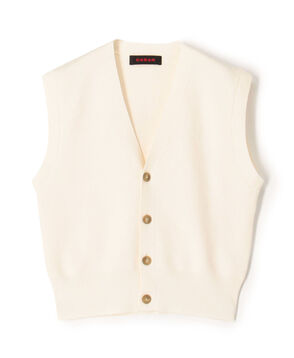 コットンカシミヤ Vネックドロップショルダーベスト