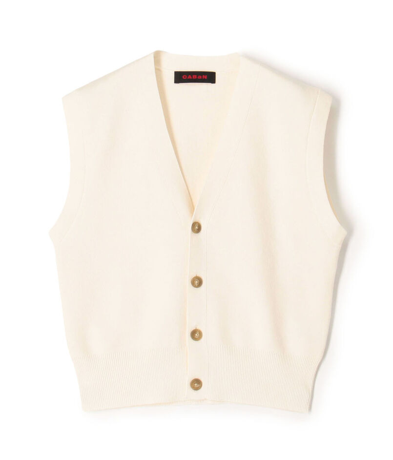 コットンカシミヤ Vネックドロップショルダーベスト