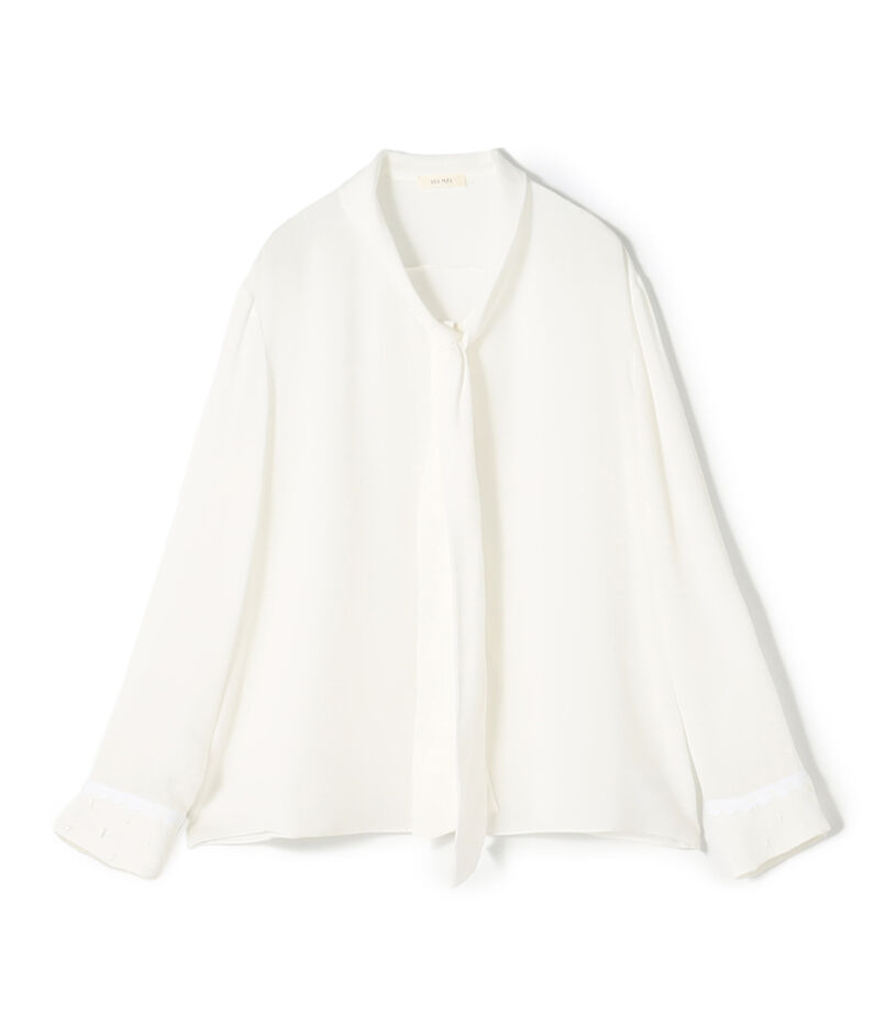 シアーレースコラージュ ボウタイナローブラウス