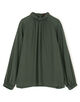 ウォッシャブルサテン スタンドギャザーカラーブラウス