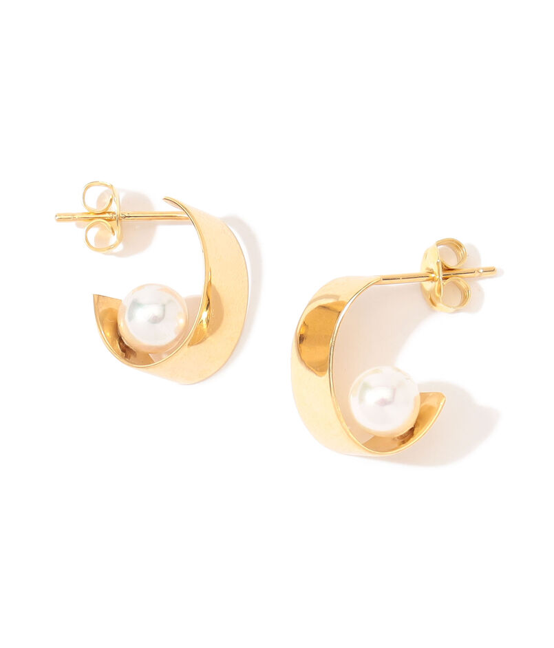 【別注】januka ハーフフープ パールピアス