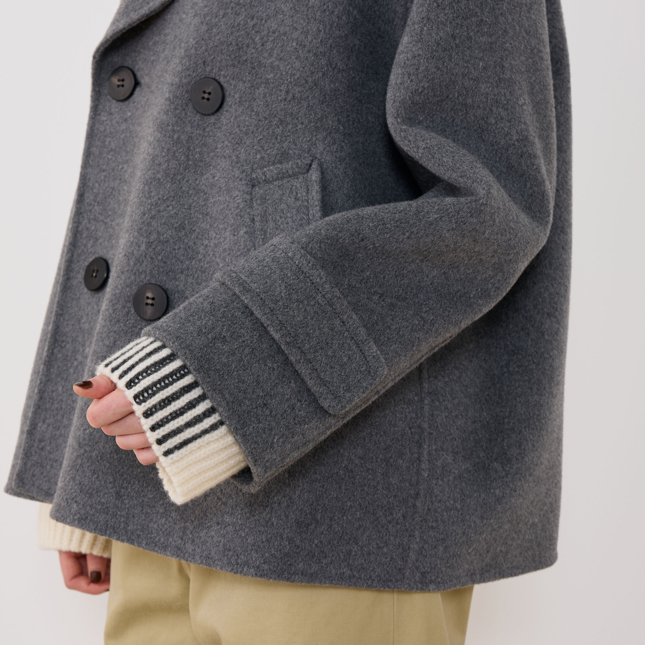 GALERIE VIE ウールカシミヤ ダブルジップコート グレー　（日本製） ウールカシミヤダブルフェイス Pコート｜トゥモローランド 公式通販