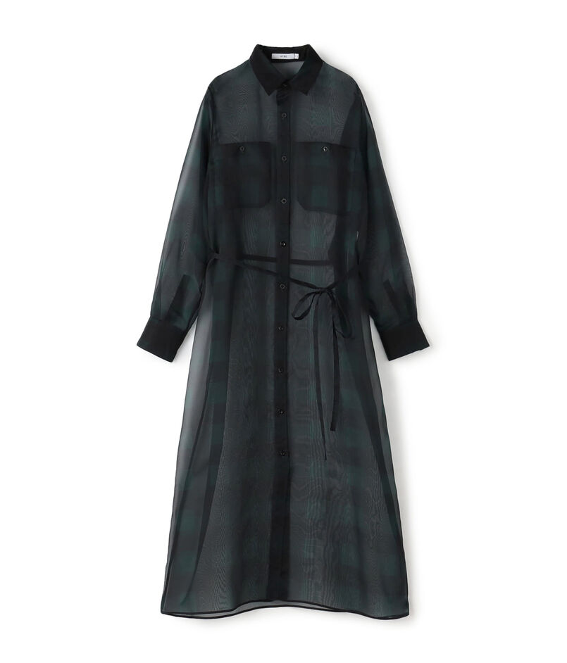 HYKE SHEER PLAID DRESS