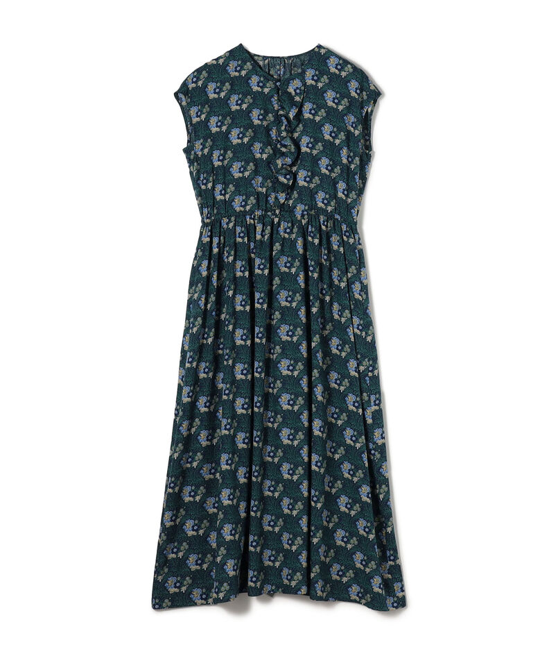 レーヨンプリント アシンメトリーフリルワンピース