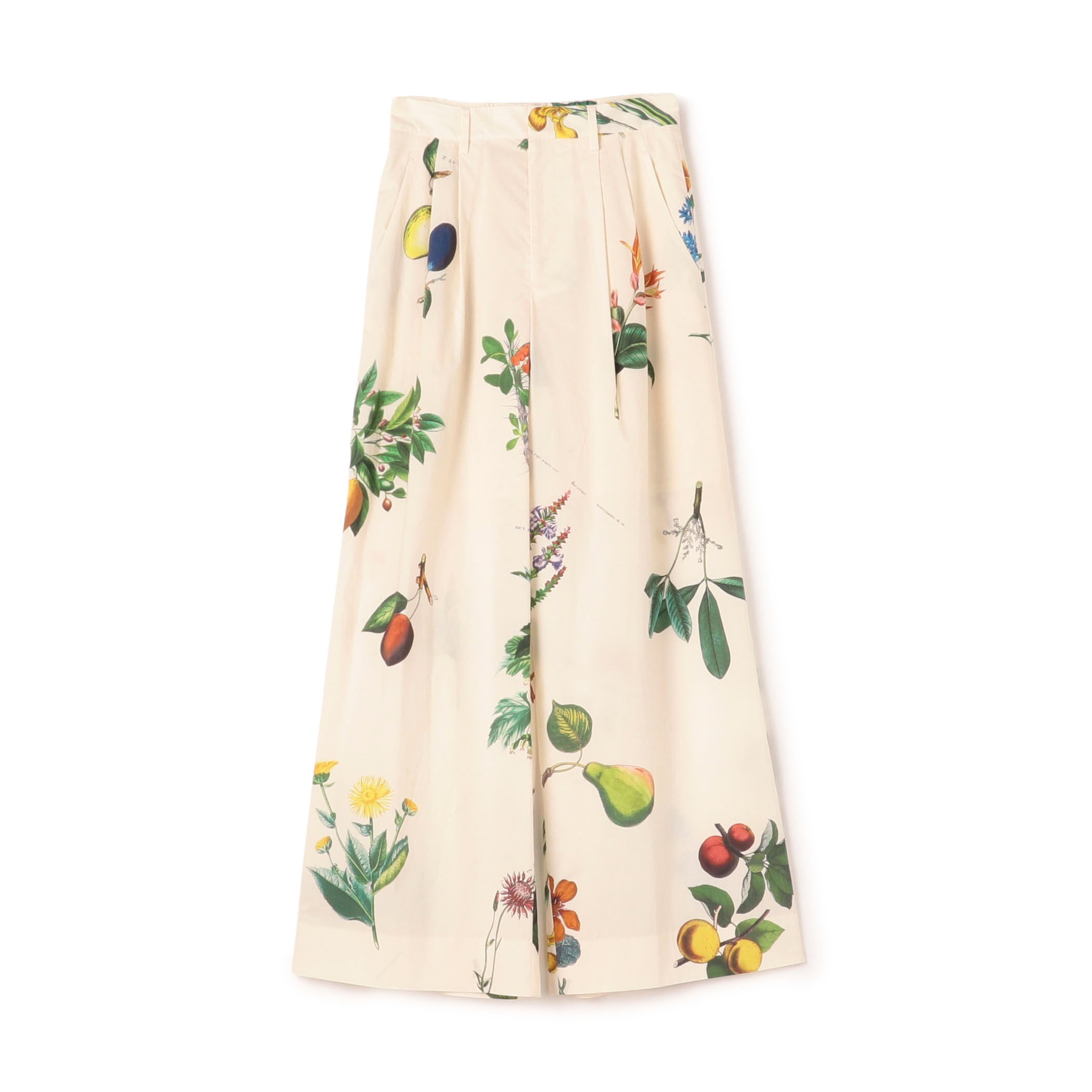 ✨新品•未使用✨CABAN 花柄 ワイドパンツ グリーン caban（キャバン）の「BIRD SINGING シルク 2タックワイドパンツ