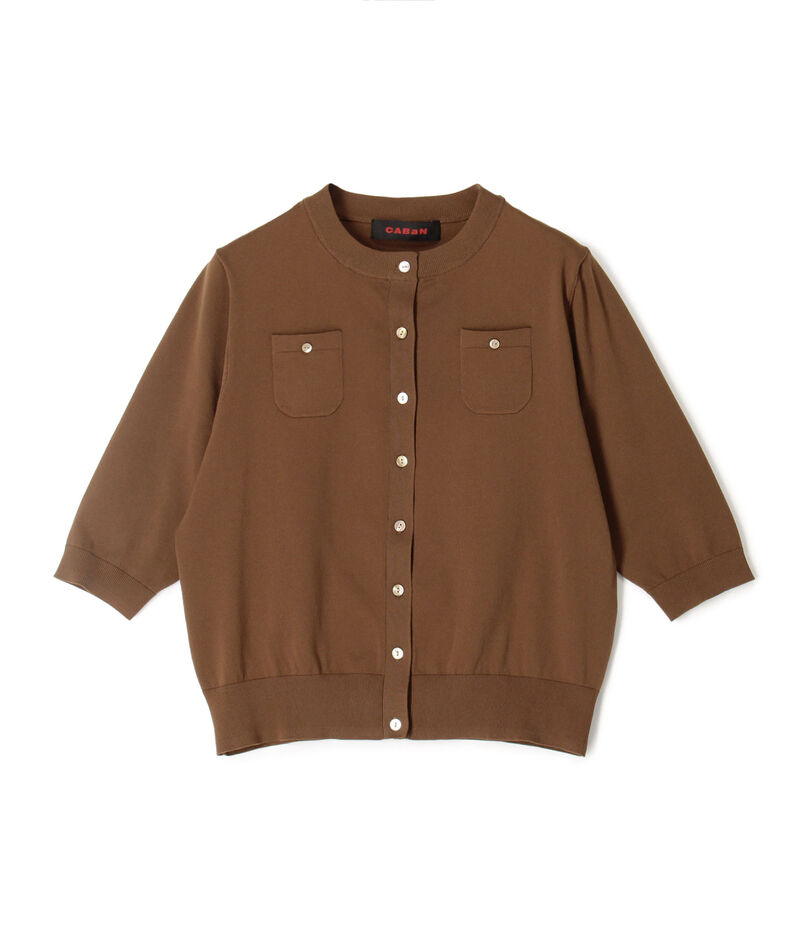 ファインポリエステル ハーフスリーブポケットカーディガン