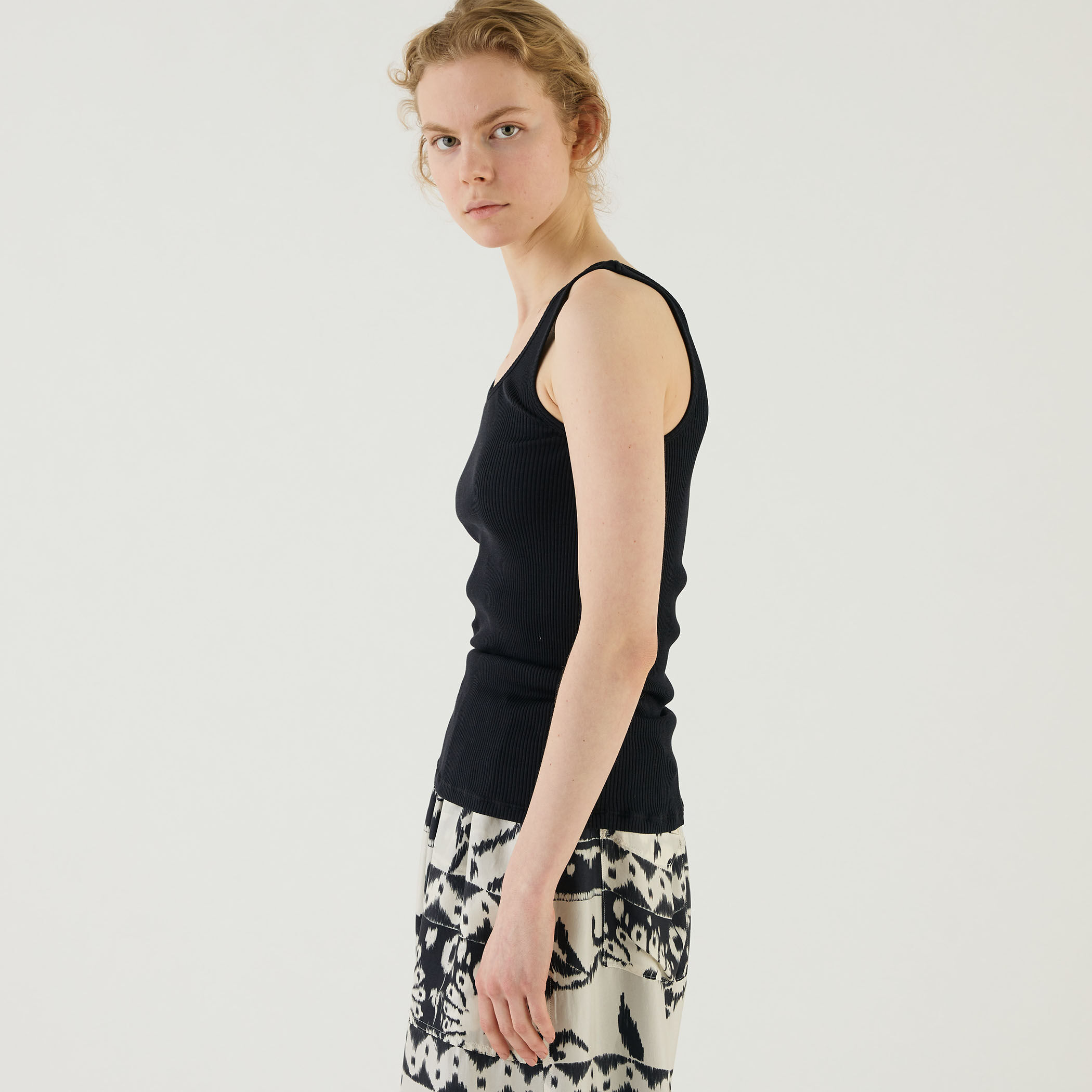 美品◇Chloé クロエ 切り替え タンクトップ シルク コットン