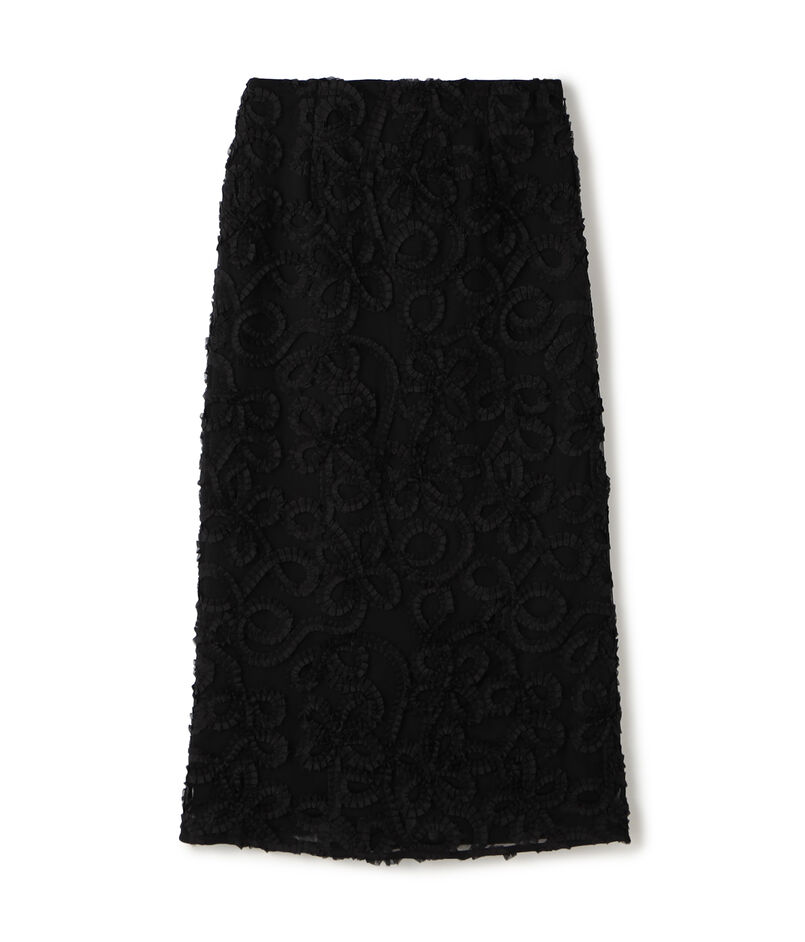 ロゼットチュールエンブロイダリー タイトスカート