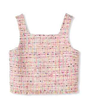 コロレファンシーツイード スクエアネックトップス