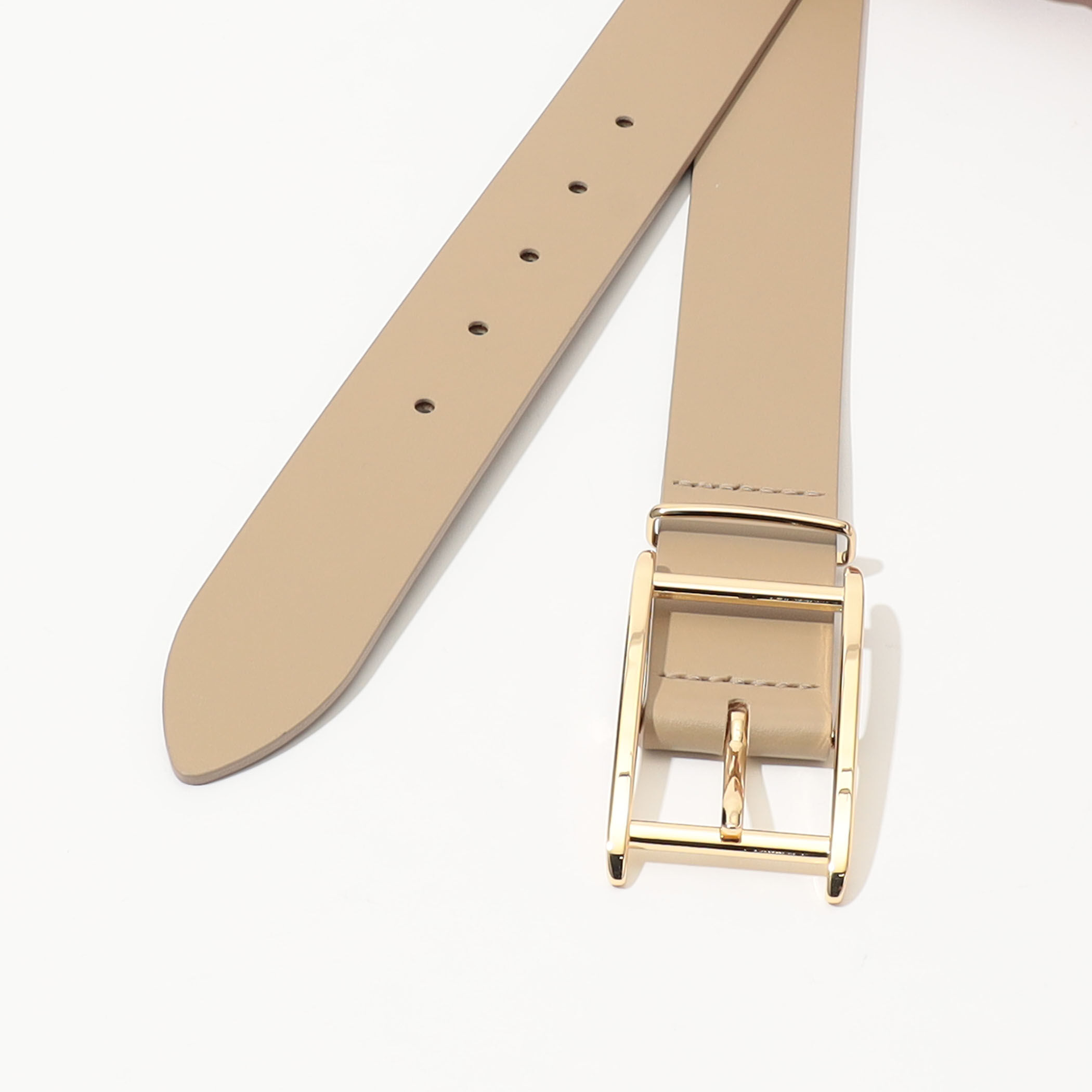 LEFIJE ビッグ バックル ベルト　ベージュ イタリア製 ☆美品☆ LEFIJE ビッグ バックル ベルト ベージュ イタリア製