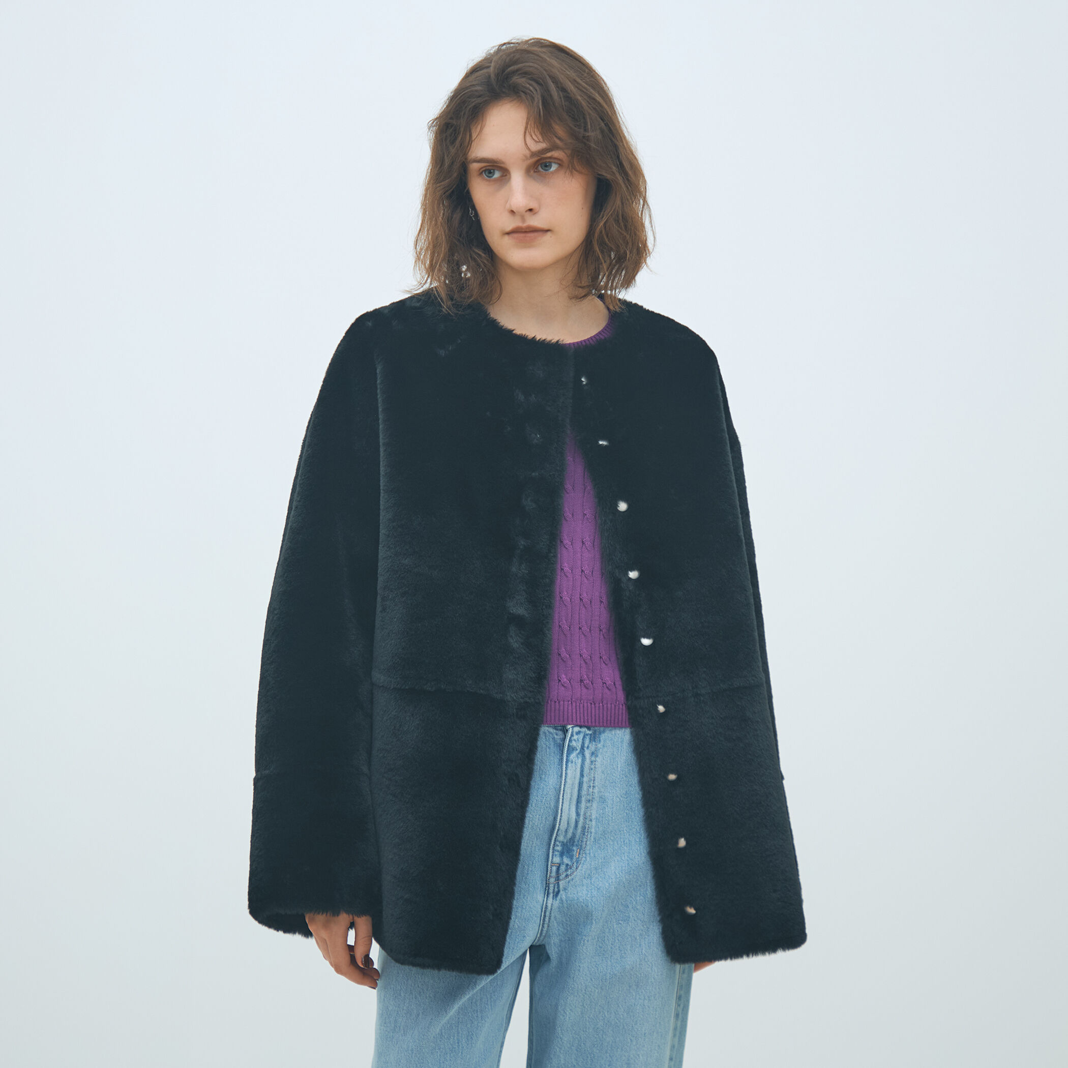 フェイクムートン リバーシブルショートコート