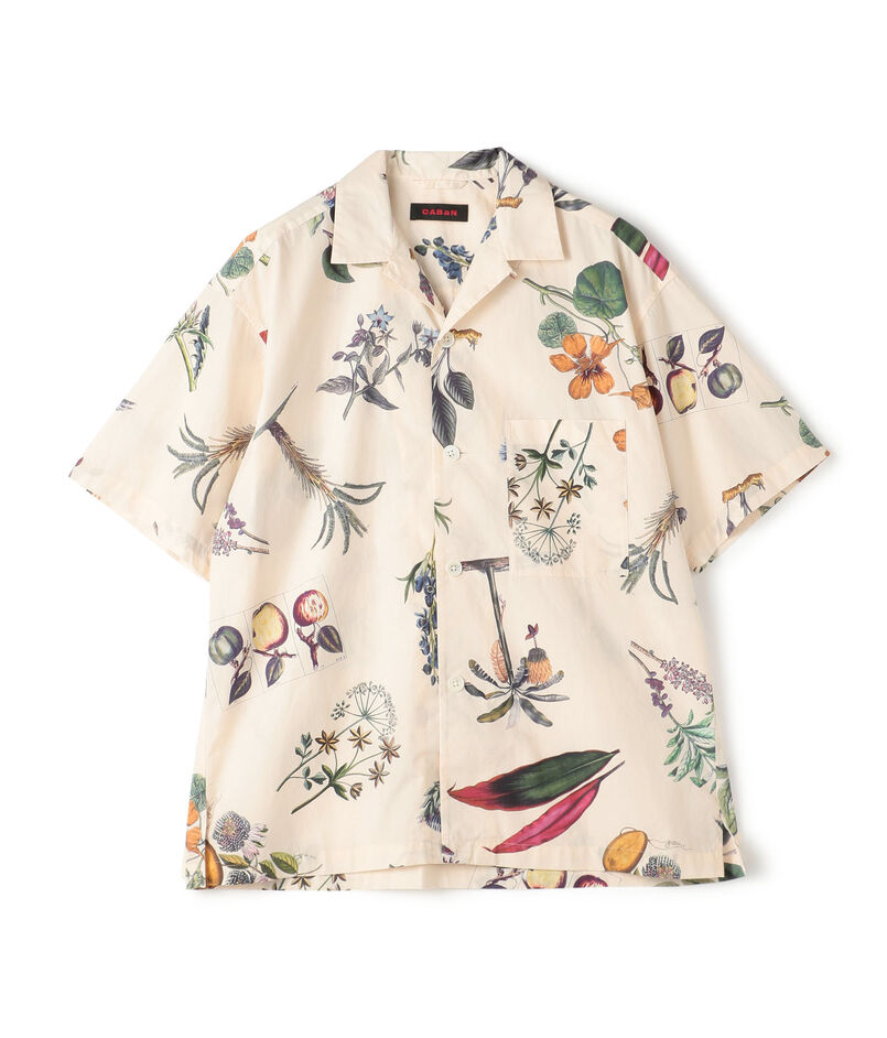 ■CABaN NEW BOTANICAL コットン オープンカラーシャツ