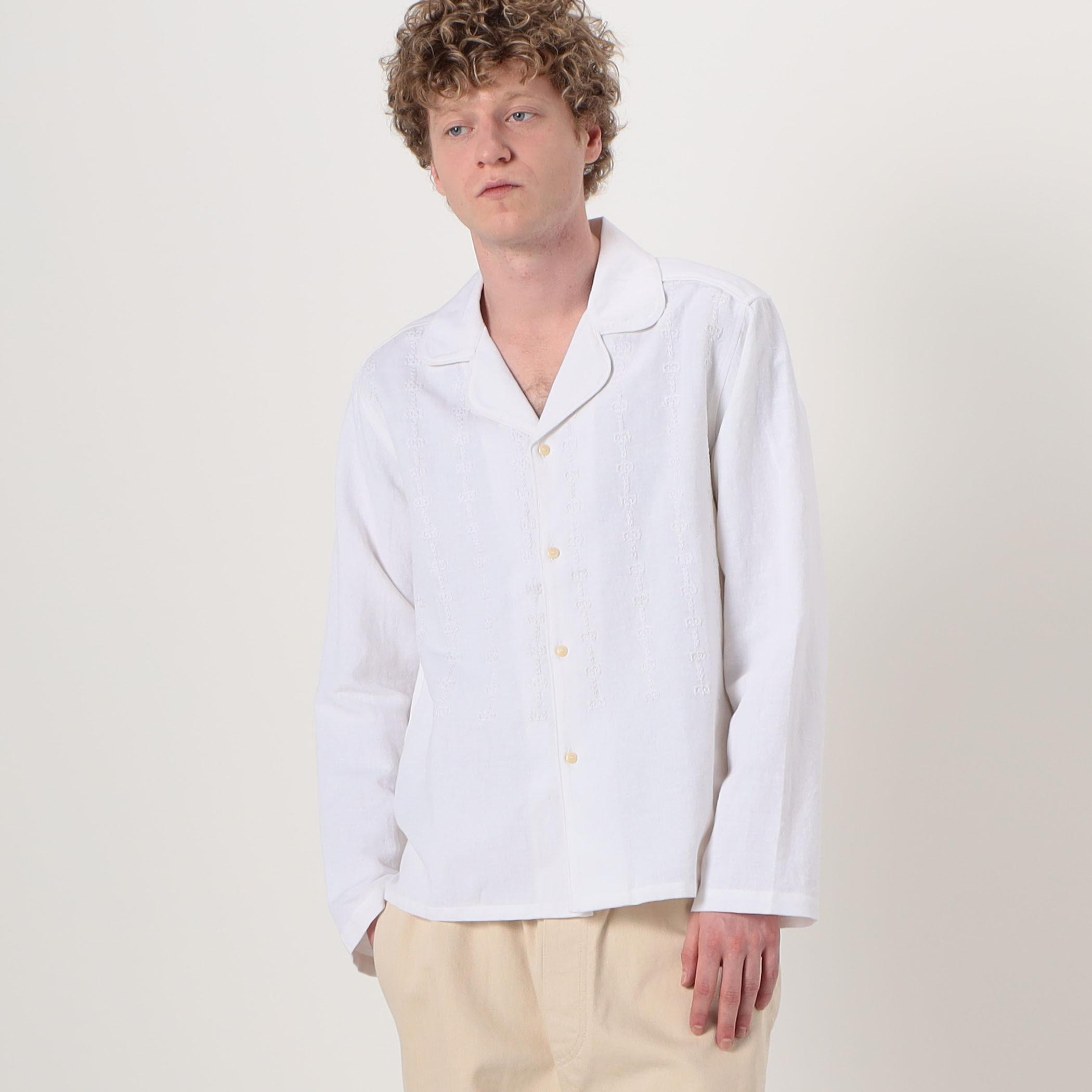 JUPE BY JACKIE Plaka リネンコットン オープンカラーシャツ