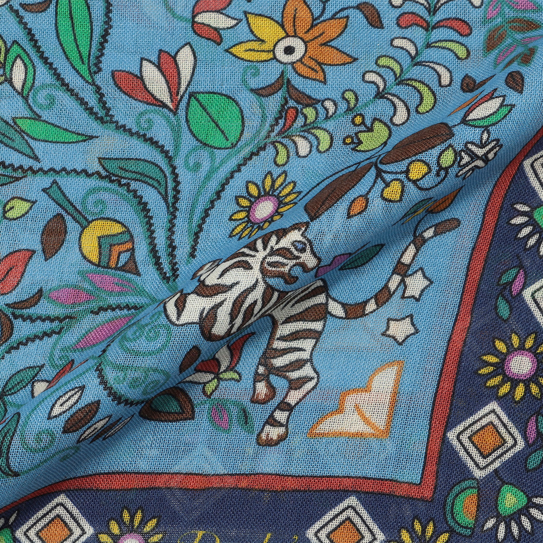 Drake's TIGER GARDEN PRINTED SCARF ウールシルクプリントスカーフ