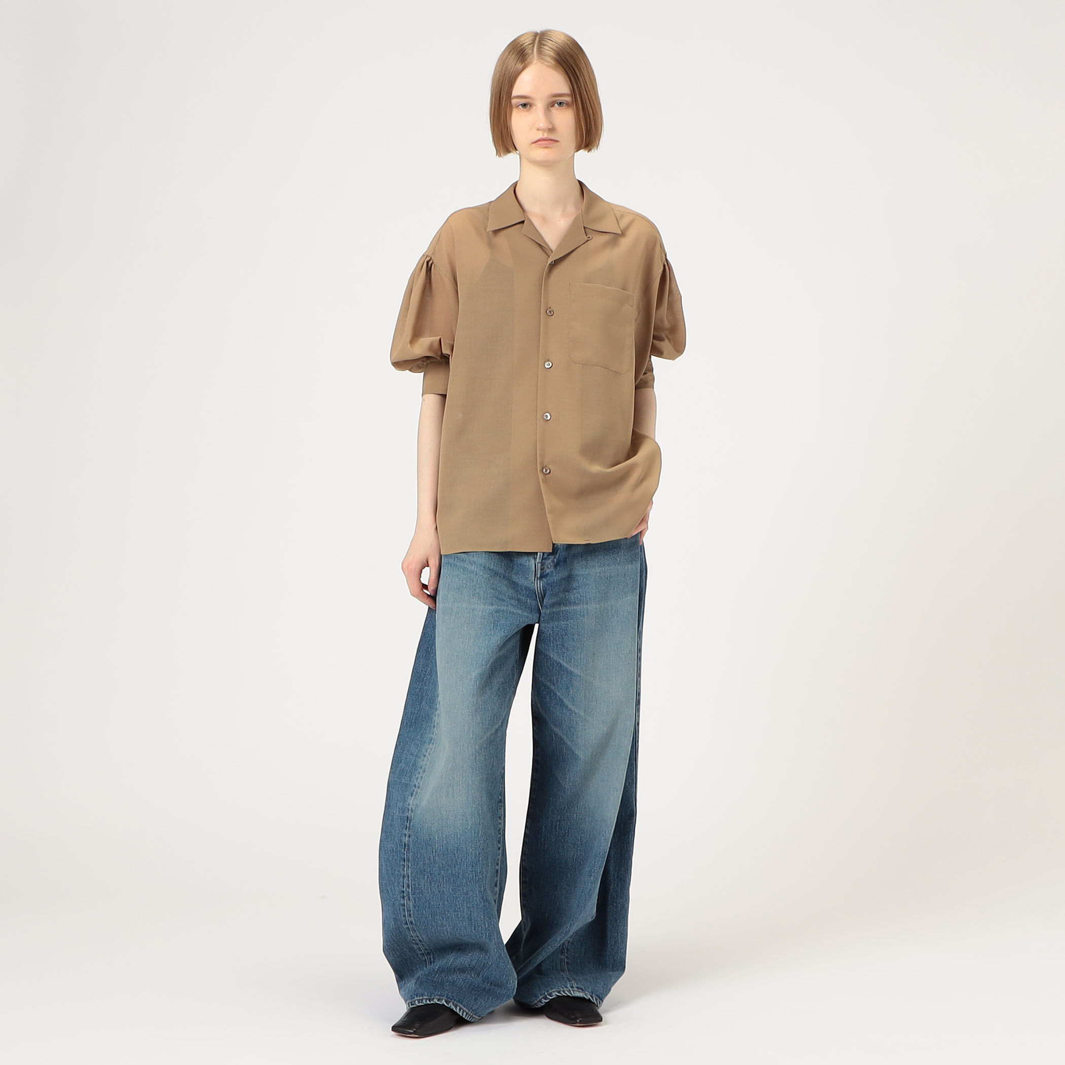 未使用 HYKE LINEN BALLOON SLEEVE TOP トップス
