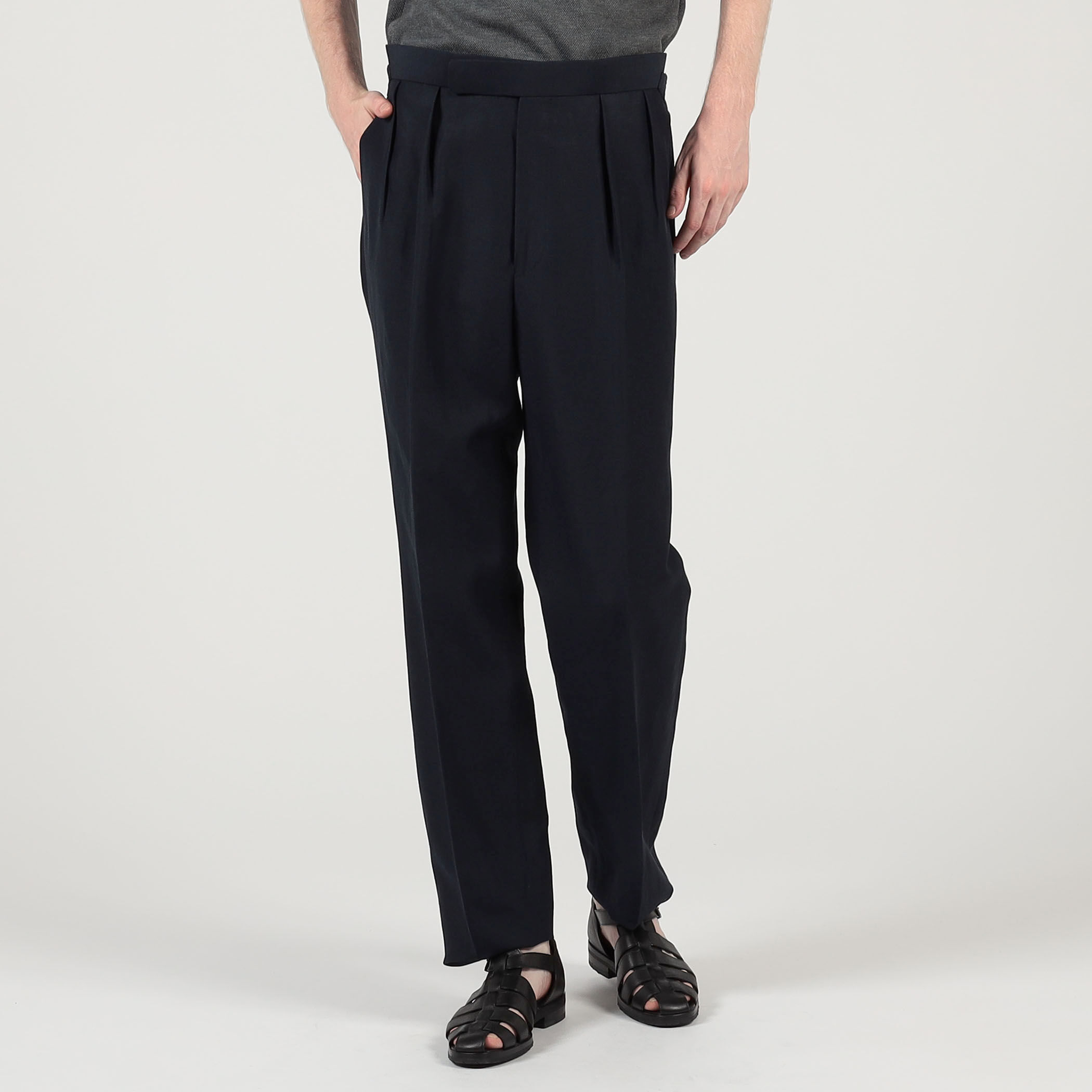 Fumiya Hirano フミヤヒラノトラウザーズ REGENT リネン FUMIYA HIRANO REGENT ウールリネン イン2プリーツトラウザーズ