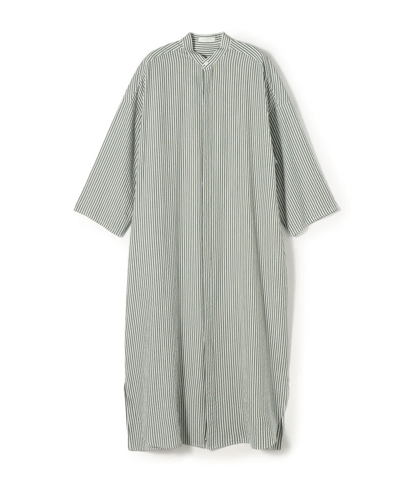 【WEB先行予約】ソフトストライプ スタンドカラーシャツワンピース