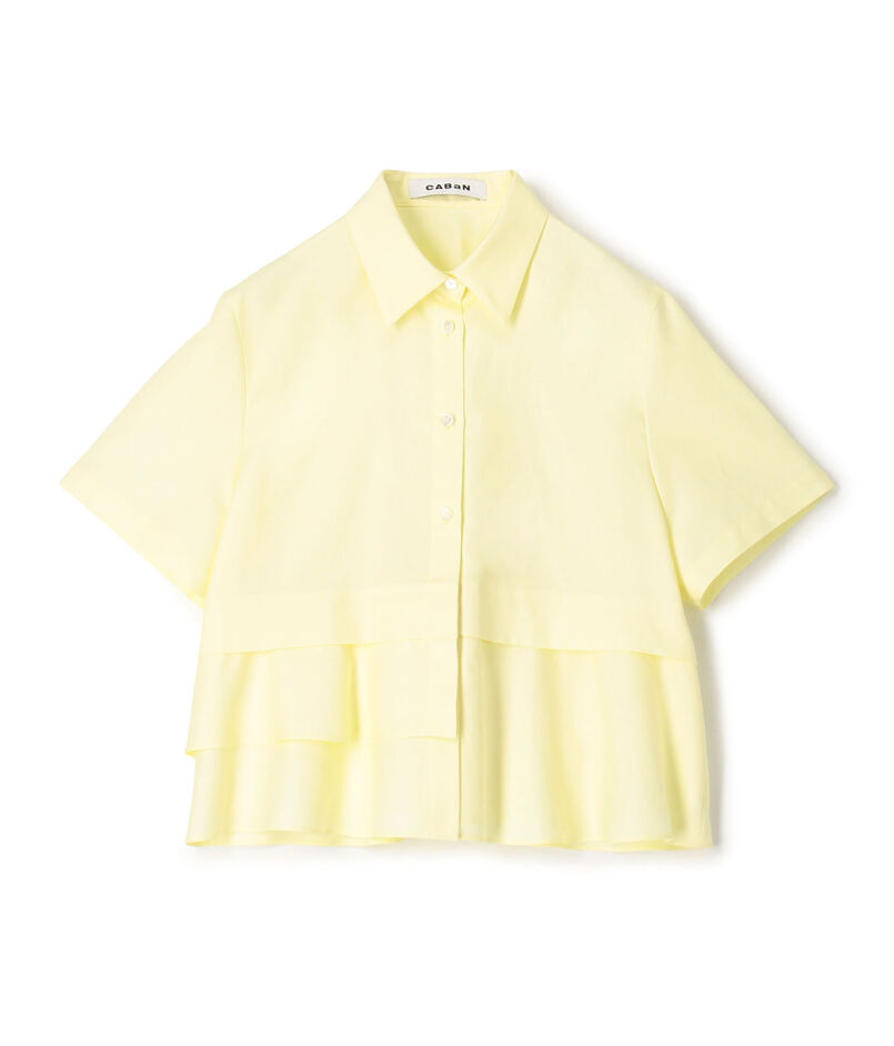 タイプライターダブルクロス アシンメトリックフリルシャツ