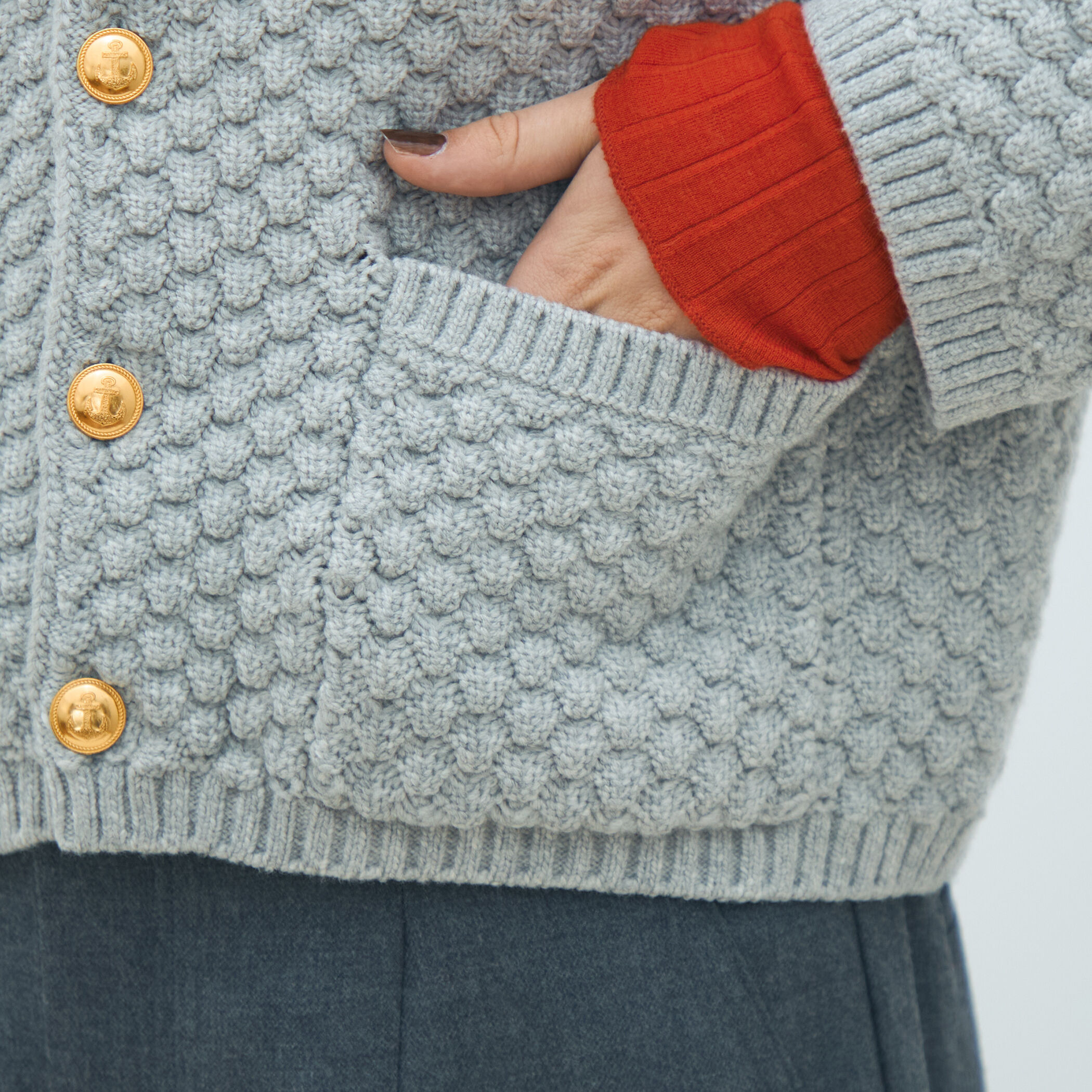 TOMORROWLAND MACPHEE ケーブル編み クルーネックカーディガン TOMORROWLAND｜ハイブリットコットンケーブル クルーネック