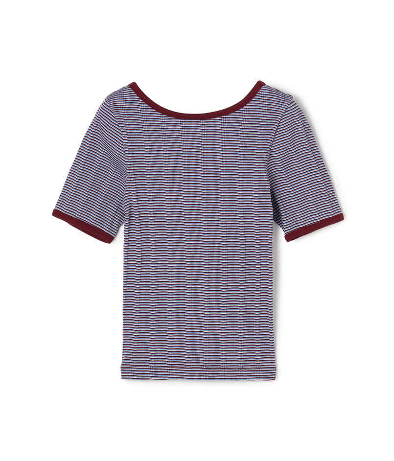 シルキーボーダー ボートネックプルオーバー