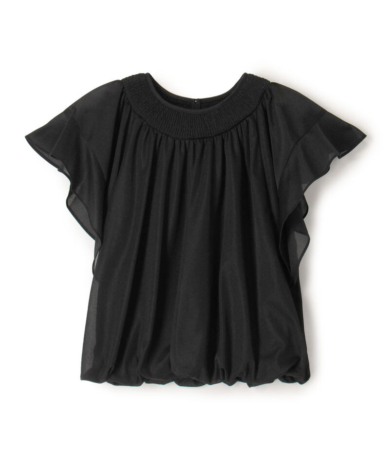 シアートリコット シャーリングネックブラウス