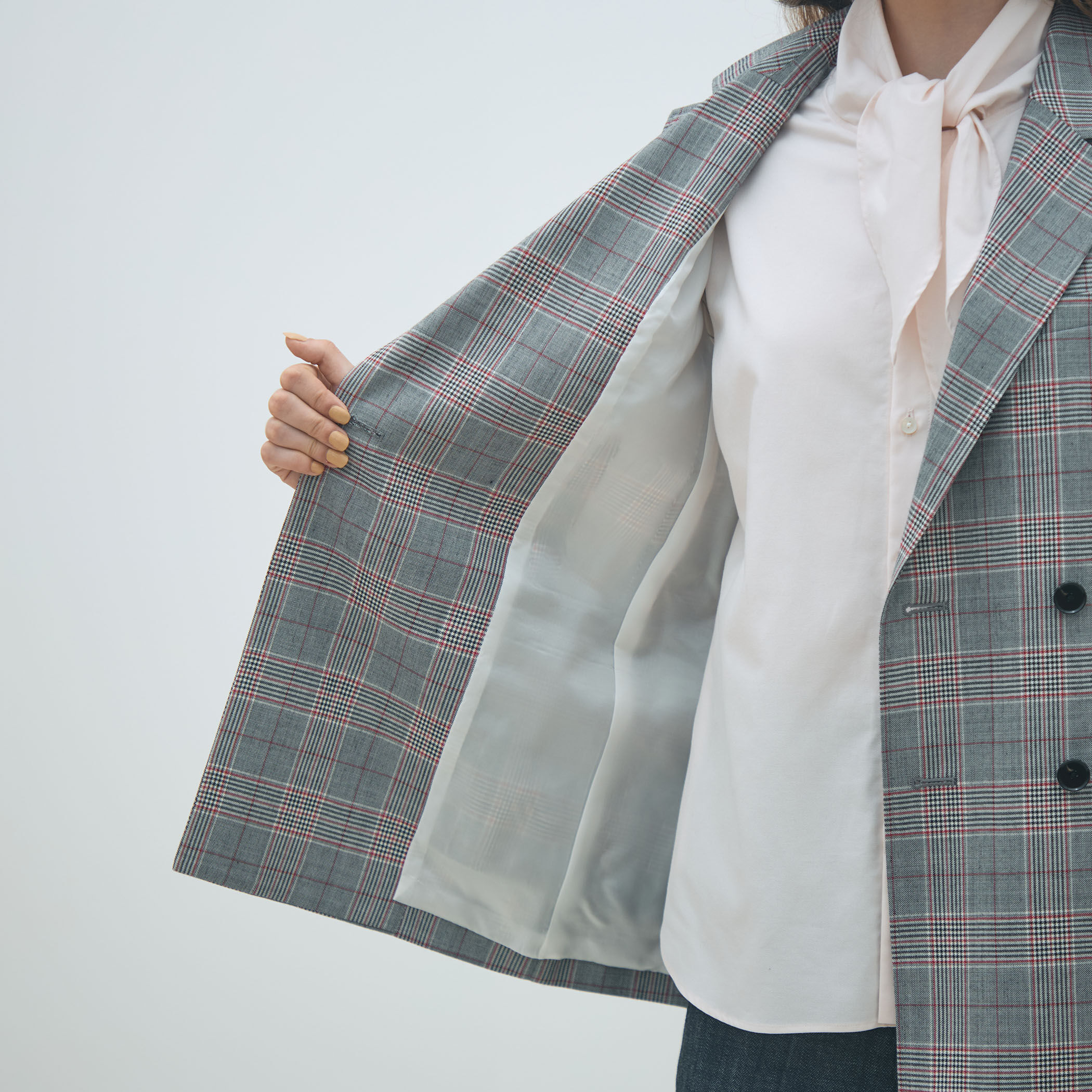 ライトウールチェック ダブルブレストジャケット｜トゥモローランド