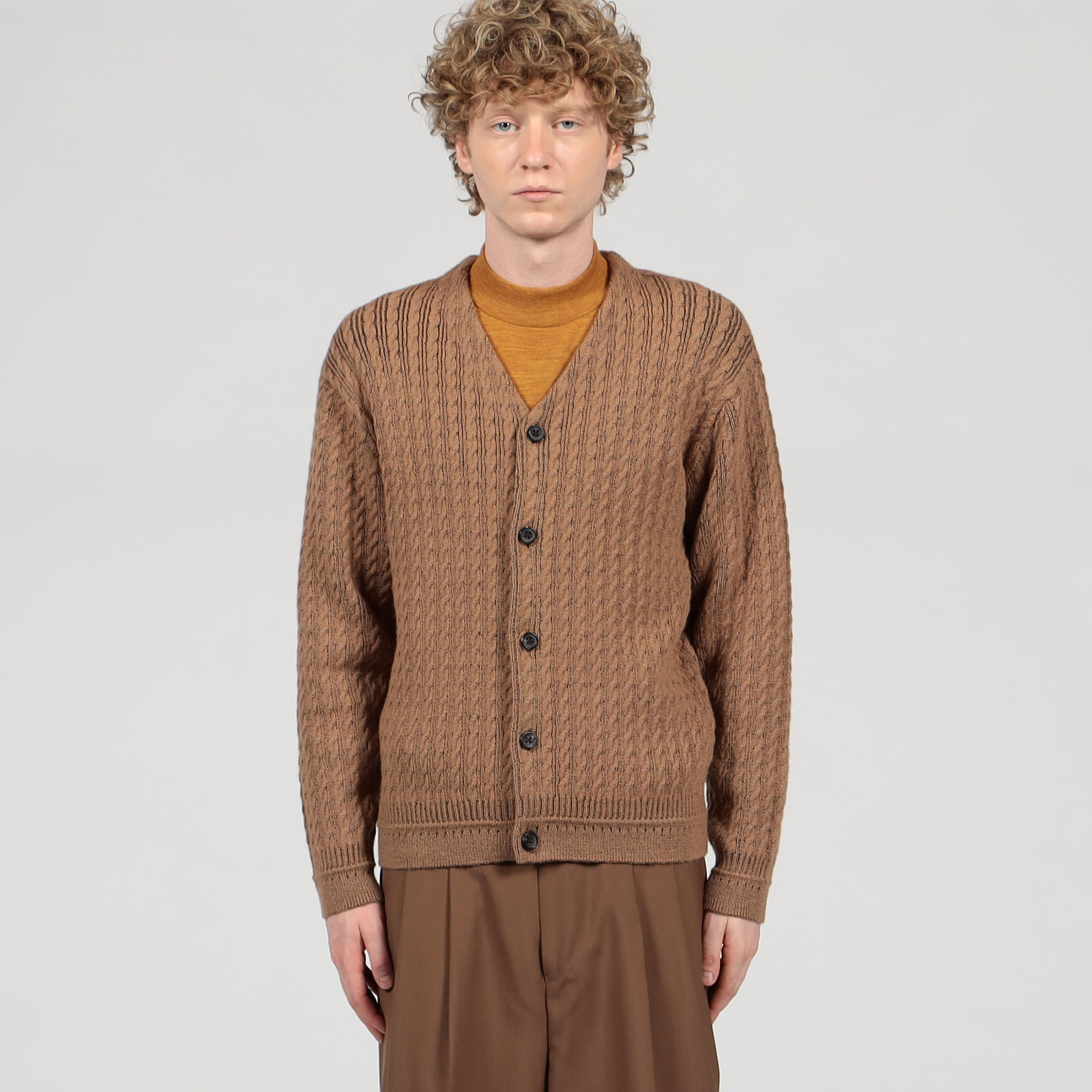 TOMORROWLAND ケーブルニットカーディガン L メンズ TOMORROWLAND tricot アルパカポリエステルケーブル Vネック