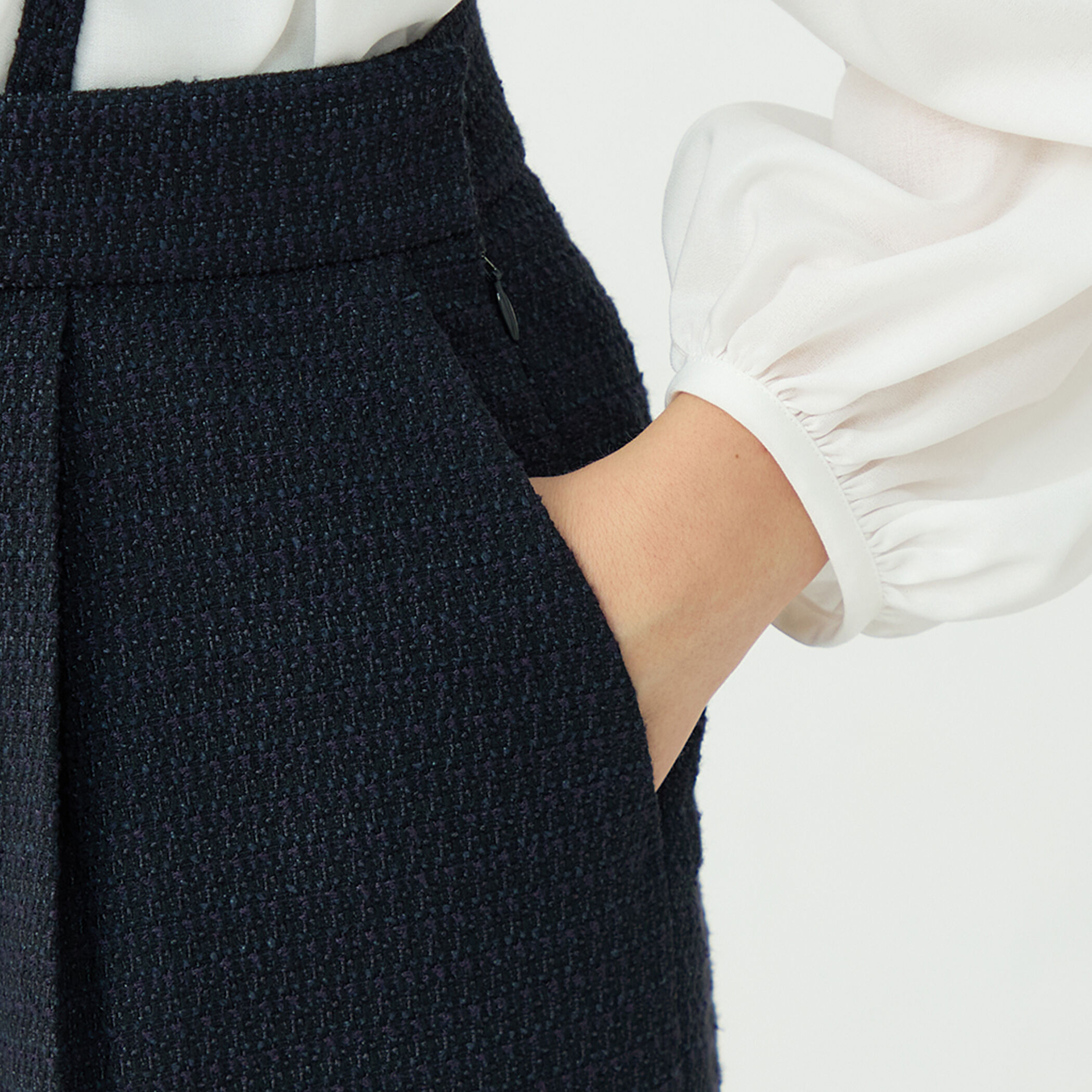 ライトファンシーツイード サスペンダーワイドパンツ