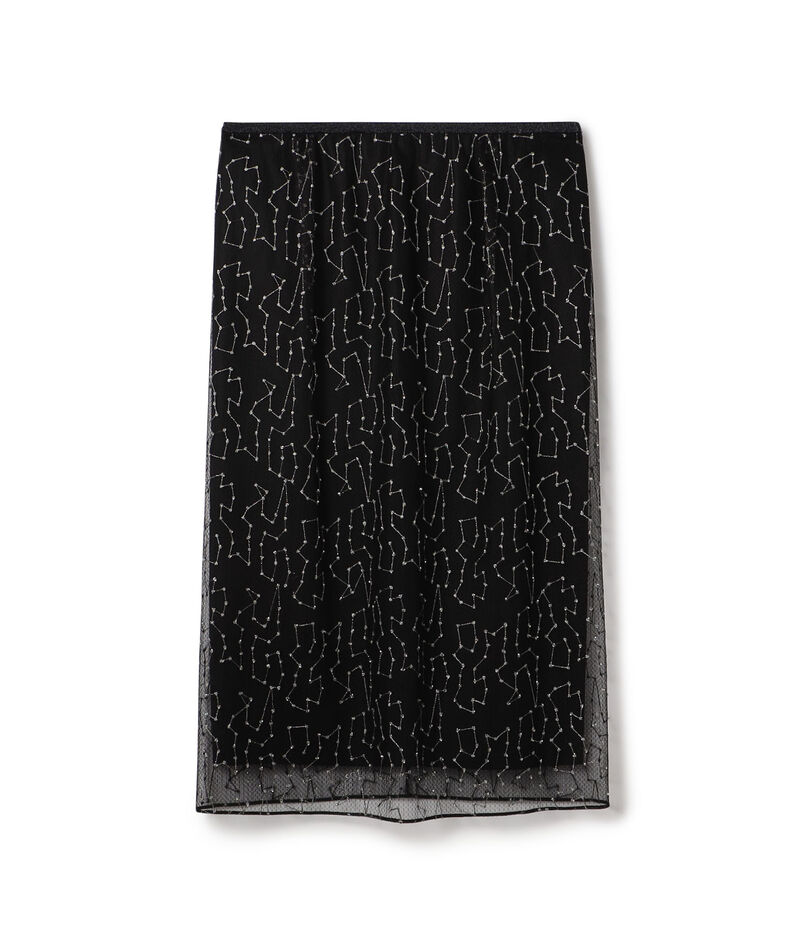 ビーズチュールエンブロイダリー タイトロングスカート