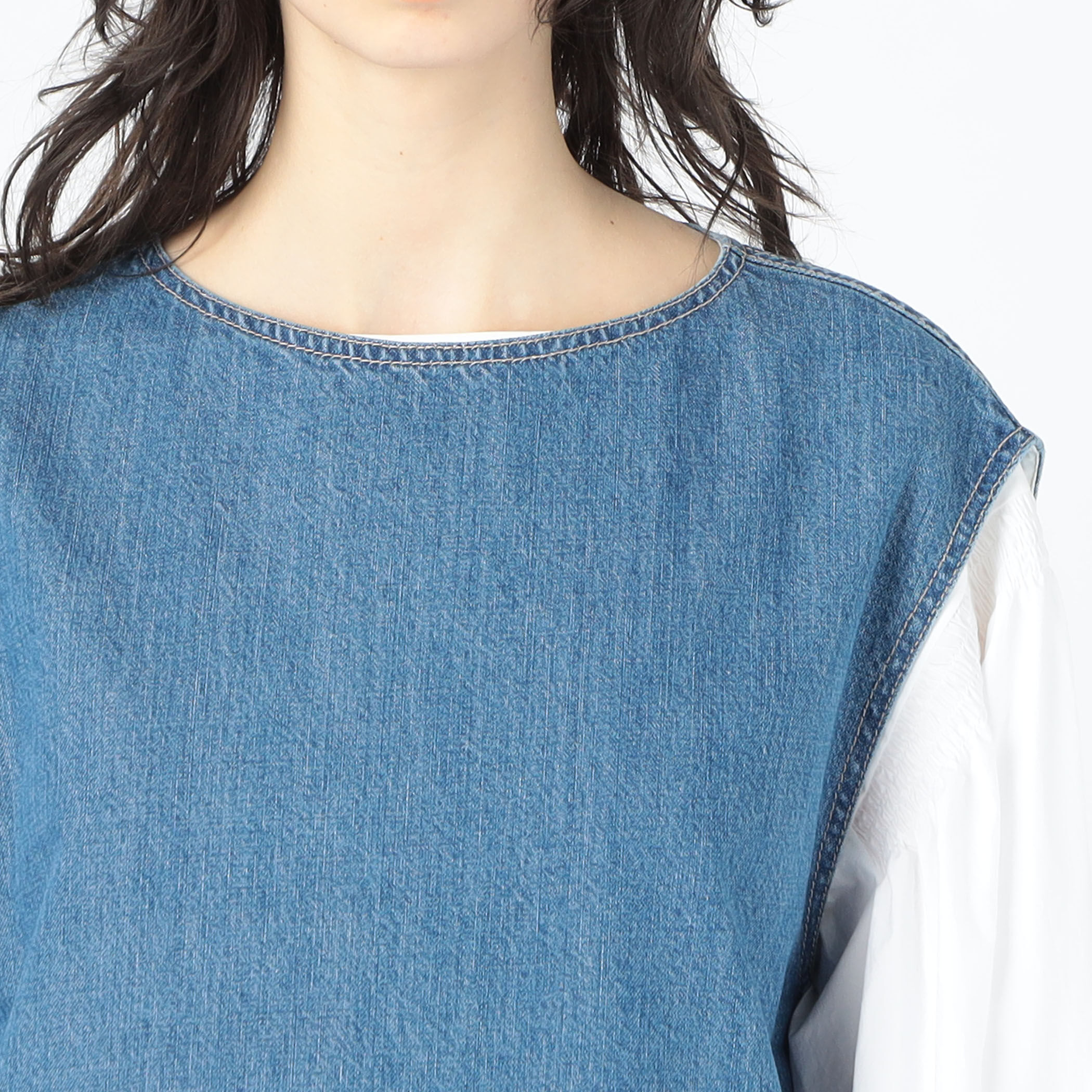 専用★2点TOMORROWLAND Vコットンセーター 青　ichiワンピース TOMORROWLAND セーター ニット tricot ギザコットン クルー