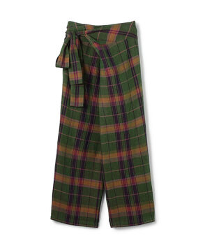 リネンコットンマドラスチェック ラップパンツ