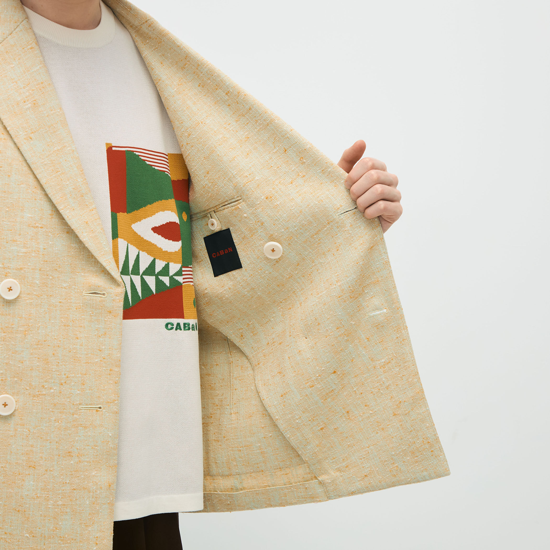 定価6.5万 CABaN コットンカシミヤテーラードジャケット ダブル 美品