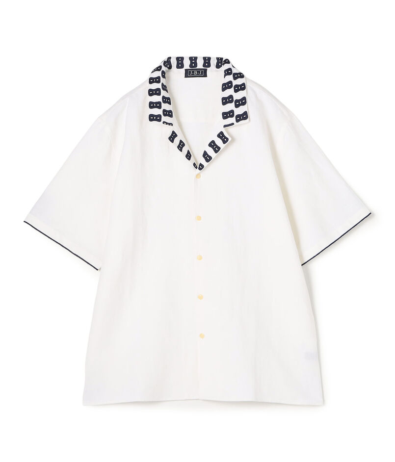 JUPE BY JACKIE Annato C リネンコットン エンブロイダリーオープンカラーシャツ