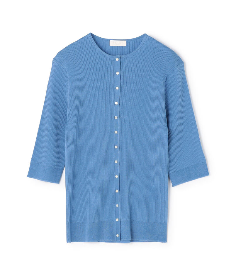 マーセライズドコットン クルーネックカーディガン