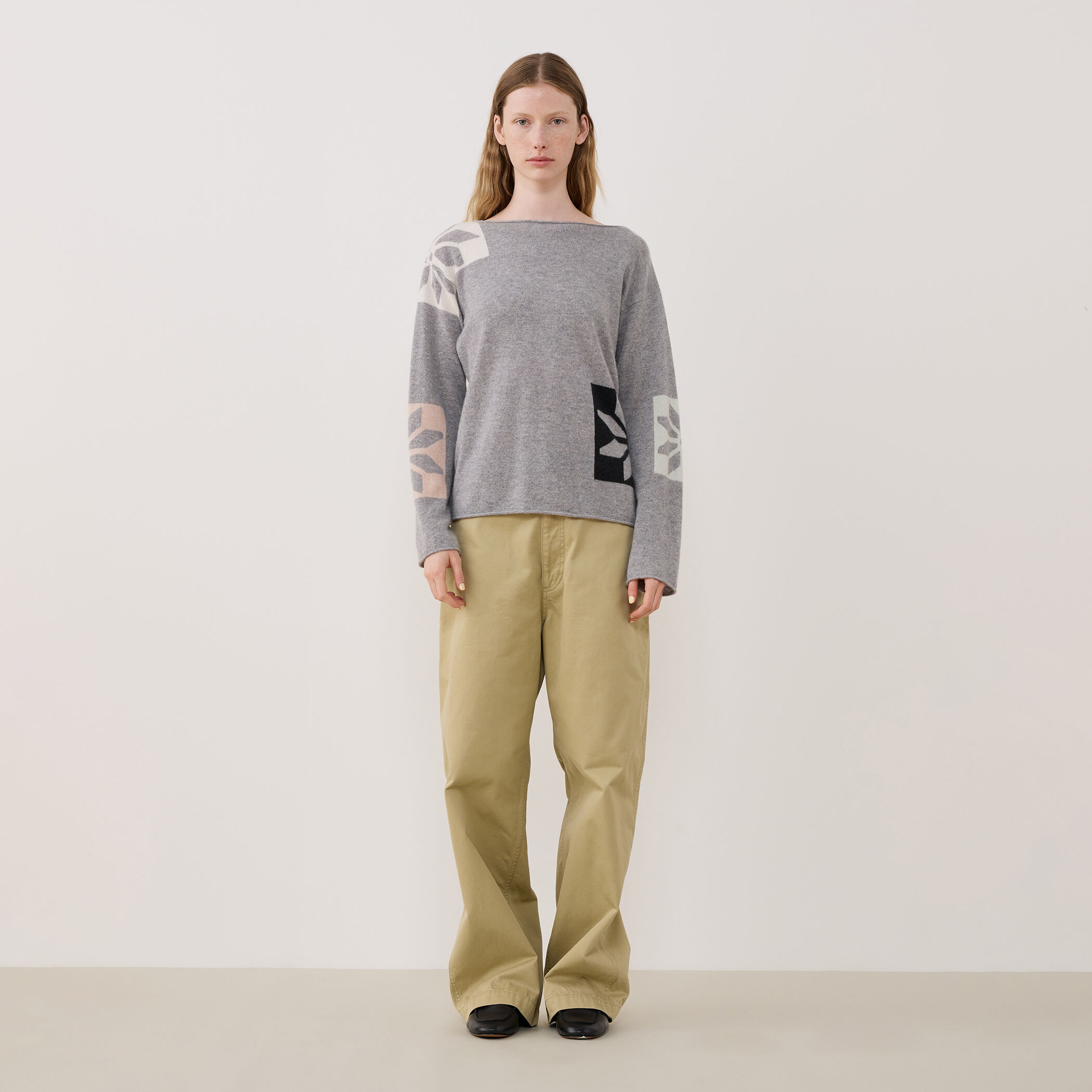 スコットランドカシミヤスノーフレーク ボートネックプルオーバー