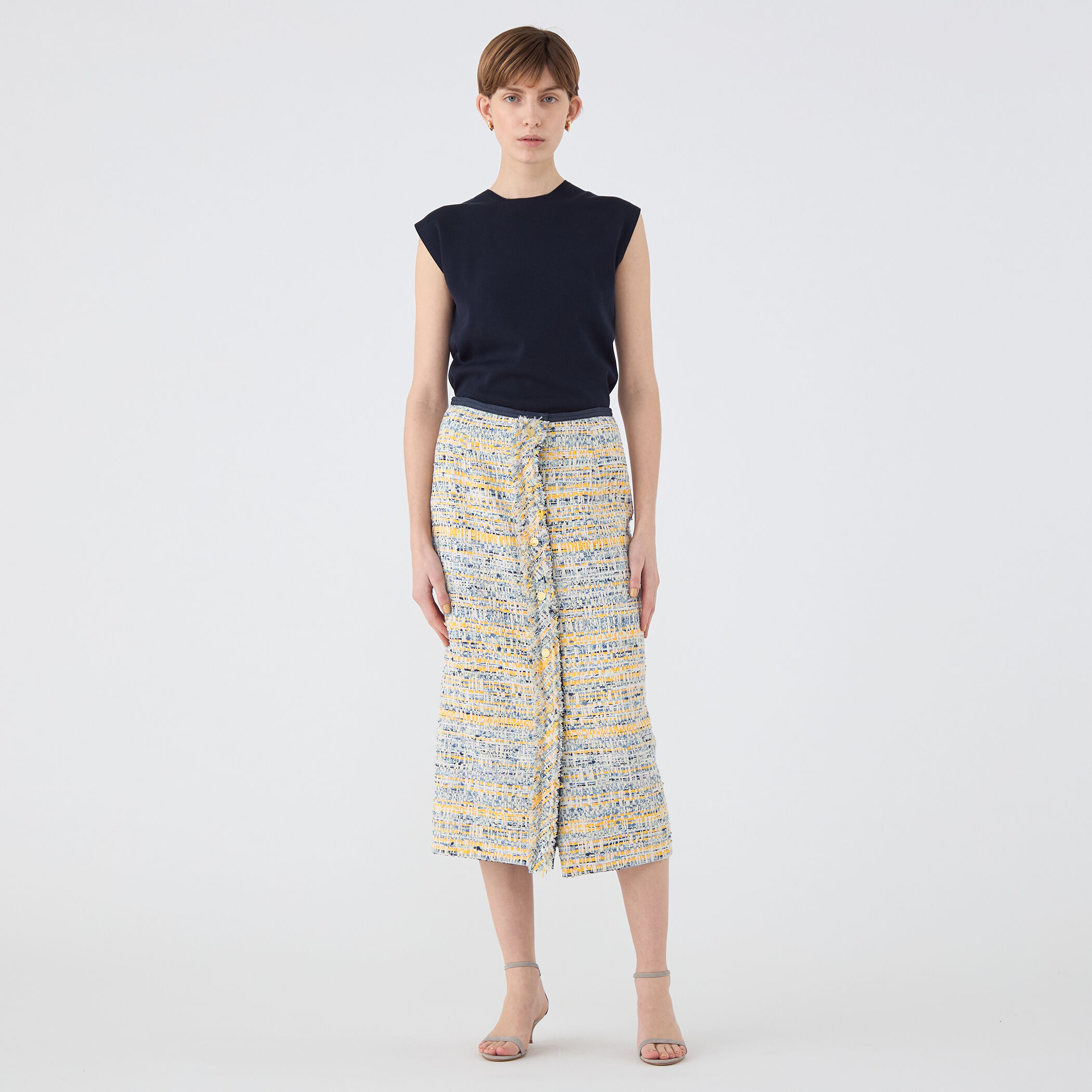美品☆ポロラルフローレン ボタンフロント シャンブレー スカート 近年 24ss ジョーヌラインファンシー フロントボタンスカート｜トゥモローランド