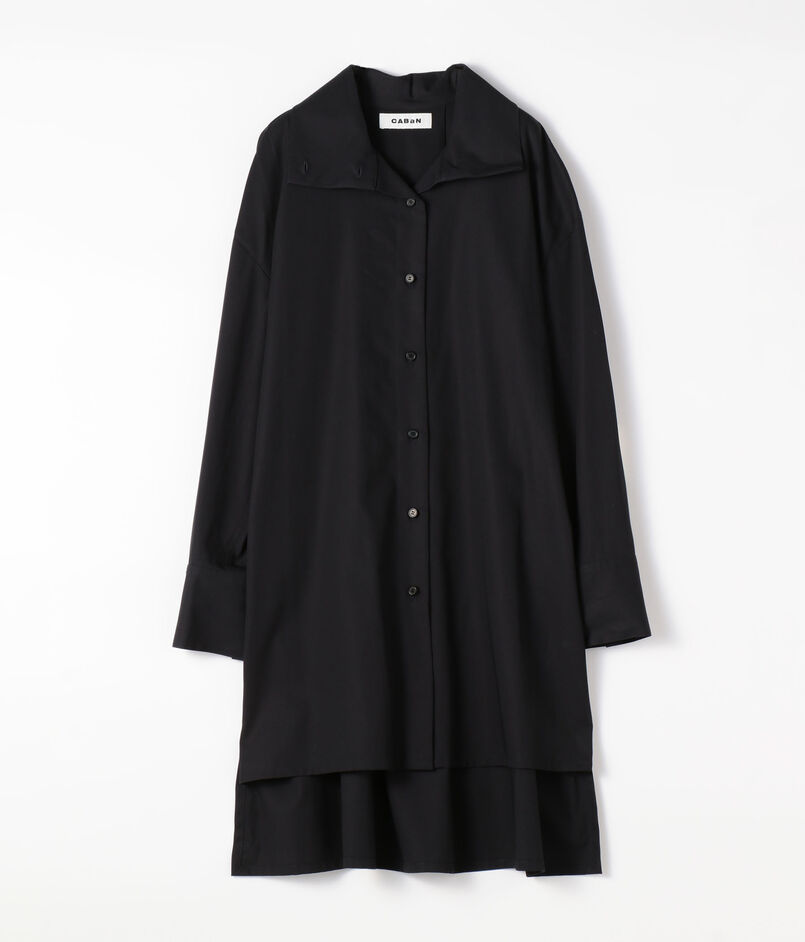 ■CABaN ハイツイストサテン ハイネックロングシャツ