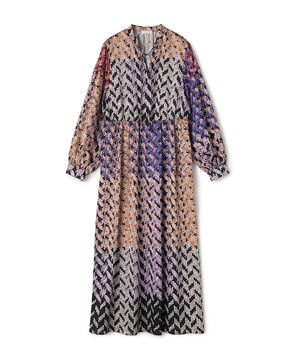 プリズムプリント ウエストギャザーワンピース