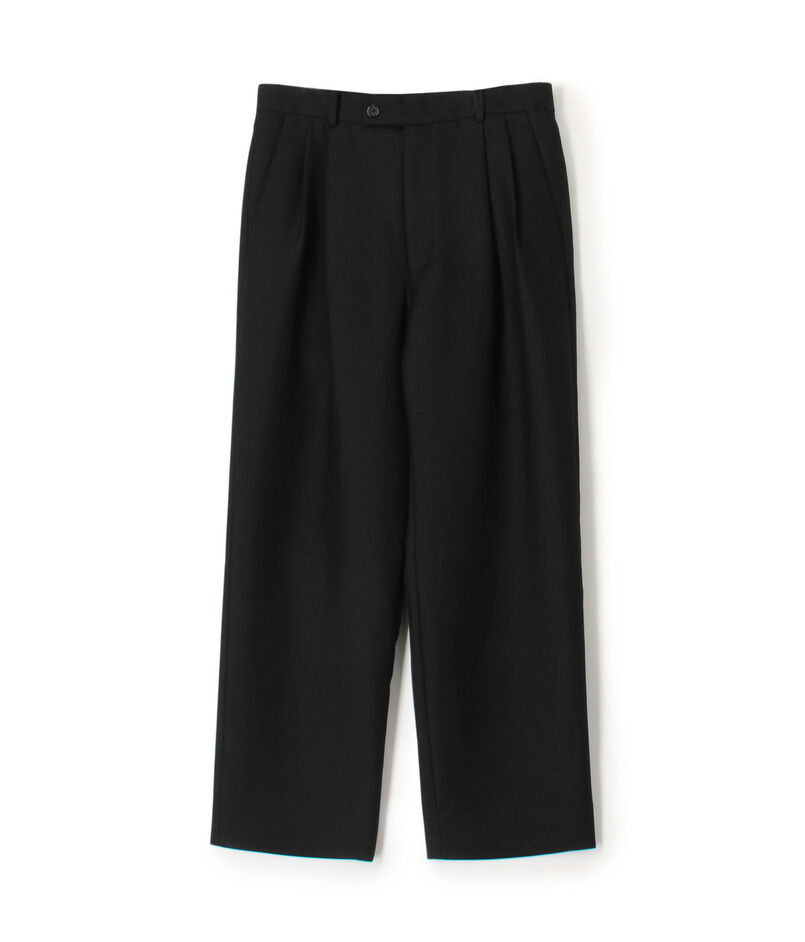 ウールダブルクロス 2タックワイドテーパードパンツ
