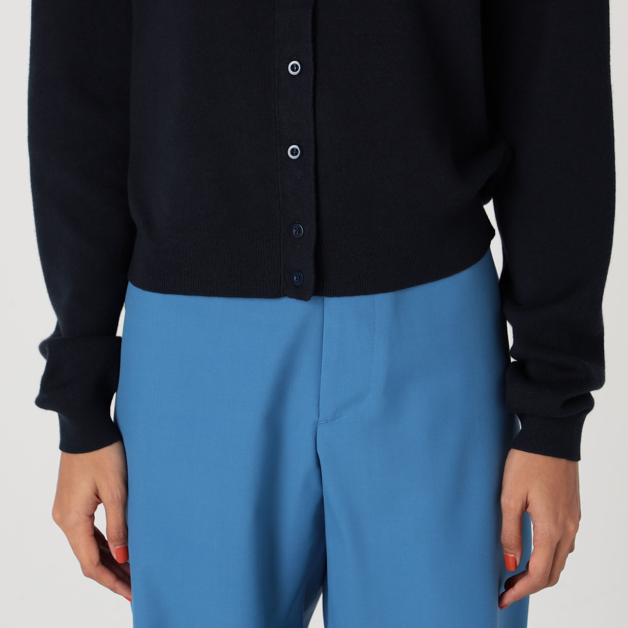 CABaN コットンカシミヤ　グレーネックカーディガン CABaN カーディガン コットンカシミヤ バイカラーVネック